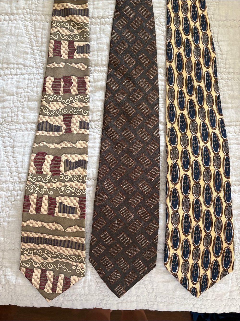 Men's Brown Geometric Silk Tie - Unbranded